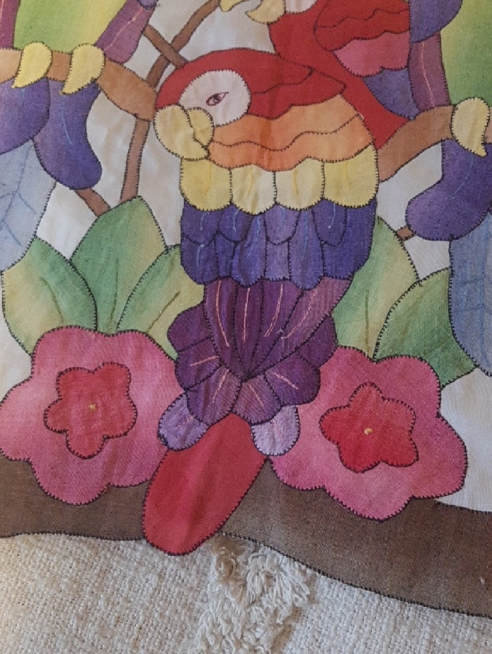 Vintage Macaw Parrot Cotton Table Runner
